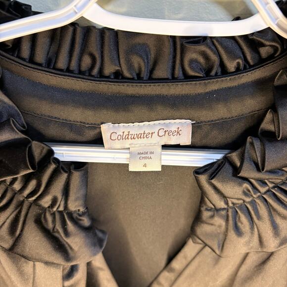 Coldwater Creek V Neck Black Lace Overlay Fitted Whimsygoth Fairy Grunge SZ 4 - Picture 4 of 9